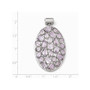 Sterling Silver Rhodium Plated Oval Amethyst Pendant