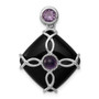 Sterling Silver Rhodium-plated w/Black Agate & Amethyst Pendant