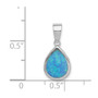 Sterling Silver Rhodium-plated Lab Created Opal Polished Teardrop Pendant