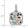 Sterling Silver Rhodium-plated Multi Gemstone Pendant