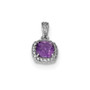 Sterling Silver Rhodium-plate .86Amethyst/Created White Sapphire Pendant