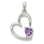 Sterling Silver Amethyst & Diamond Heart Pendant