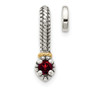 Sterling Silver w/ 14k Polished Garnet Chain Slide Pendant