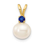 14K 7-7.5mm White Round FWC Pearl Sapphire Pendants