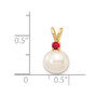 14K Ruby 8-8.5mm White Round FWC Pearl Pendant