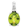 14k White Gold Diamond and Peridot Oval Pendant