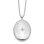 Sterling Silver Rhodium-plated 26mm Diamond Oval Locket