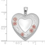 Sterling Silver Rhodium-plated 24mm Enameled Floral Border Heart Locket