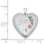 Sterling Silver Rhodium-plated 20mm Enameled Floral Mom Heart Locket