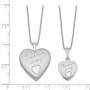 Sterling Silver Rhodium-plated Polished Satin Forever in My Heart Locket &