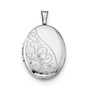 Sterling Silver Rhodium-plated Swirls 19mm Oval Locket