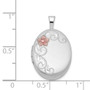 Sterling Silver Rhodium-plated With Enamel Flowers 19mm Oval Locket