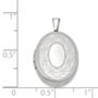 Sterling Silver Rhodium-plated 19mm Polished and Brushed Leaves Oval Locket