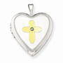 Sterling Silver & Diamond Gold-plated Cross 20mm Heart Locket