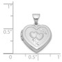 Sterling Silver Rhodium-plated 15mm Double Heart on Heart Locket