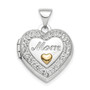 Sterling Silver Rhodium-plate Gold-tone Preciosa Crystal Mom Locket