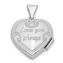 Sterling Silver Rhodium-plated 15mm Love You Always Heart Locket