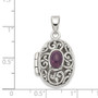 Sterling Silver Rhodium-plated Amethyst Locket