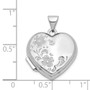 14k White Gold Polished Heart-Shaped Floral Locket