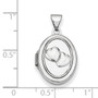 14k White Gold 17mm Double Hearts Oval Locket