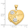 14k & Rhodium Daughter Floral 18mm Heart Locket