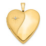 14K 20mm Polished Satin w/ Diamond Heart Locket