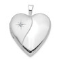 14K 20mm White Gold Polished Satin w/ Diamond Heart Locket