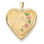 14K 20mm Enamel Flowers Mom Heart Locket