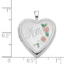 14K 20mm White Gold Enamel Flowers Mom Heart Locket