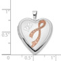 14K 20mm White Gold Enamel Breast Cancer w/ Hearts Heart Locket