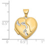 14k w/Rhodium 15mm Heart Foot Prints Locket