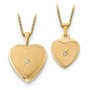 14K 16mmDiamond Heart Locket & Gold-plated Sterling 12mm Pendant