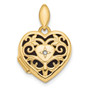 14k Polished Filigree Diamond Heart Locket