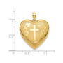 14k 24mm D/C Cross Ash Holder Heart Locket