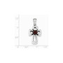 Sterling Silver Antiqued Open Cross w/ Red Stone Pendant