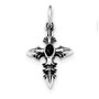 Sterling Silver Antiqued Cross Black Stone Pendant