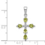 Sterling Silver Rhodium Pear Peridot Cross Pendant