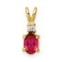 14k 6x4mm Oval Ruby AA Diamond pendant