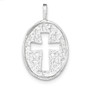 Sterling Silver Polished Oval Cut-out Cross Chain Slide Pendant