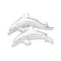 Sterling Silver Polished & Textured Dolphins Chain Slide Pendant