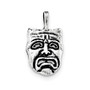 Sterling Silver Antiqued Sad Face Mask Chain Slide Pendant