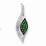 Sterling Silver W/Synthetic Green Spinel & CZ Chain Slide