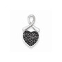 Sterling Silver Polished Black CZ Heart Chain Slide