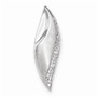 Sterling Silver Polished & Criss Cross CZ Leaf Chain Slide Pendant