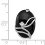 Sterling Silver Rhodium Plated Onyx and CZ Slide