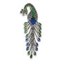 Sterling Silver Antiqued Green/Red/Blue Epoxy Marcasite Peacock Slide