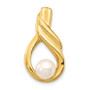 14K 6-7mm White Button Freshwater Cultured Pearl Pendant Chain Slide