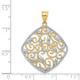 14k & Rhodium Diamond-cut Filigree Swirl Pendant