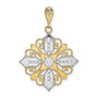 14k w/ Rhodium-Plated Cut-out Cross Medallion Charm