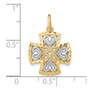 14k w/ Rhodium-Plated Hearts & D/C Maltese Cross Charm